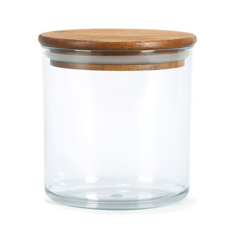 Round Shape 660 ml Container with Bamboo Lid (Transparent)