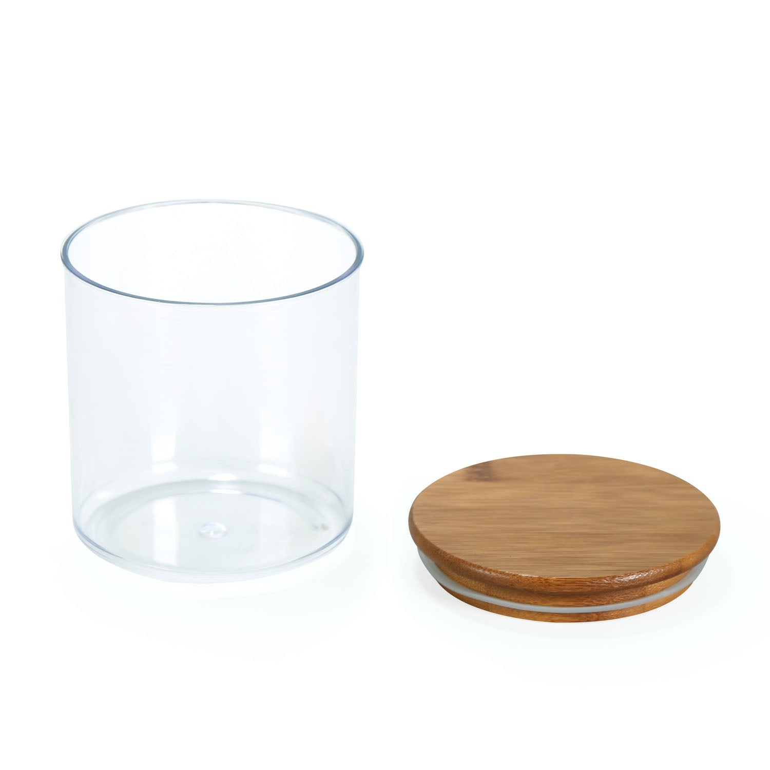 Round Shape 660 ml Container with Bamboo Lid (Transparent)