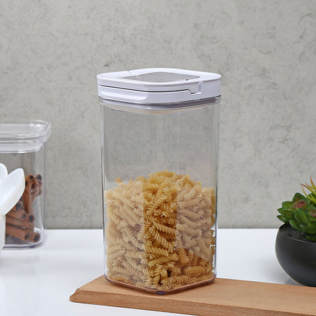 Nilkamal Square Shape 1700 Ml Fliplock Canister Transparent