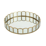 Decorative Iron & Glass Round Tray (Gold)