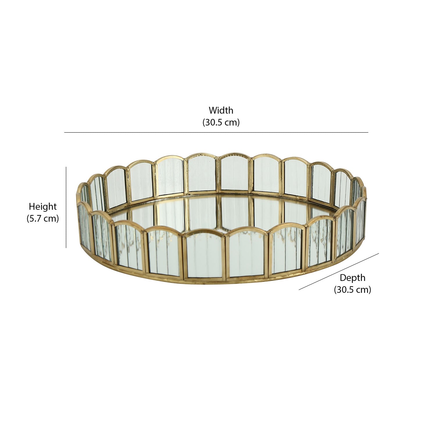 Decorative Iron & Glass Round Tray (Gold)