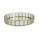 Decorative Iron & Glass Round Tray (Gold)