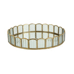 Decorative Iron & Glass Round Tray (Gold)