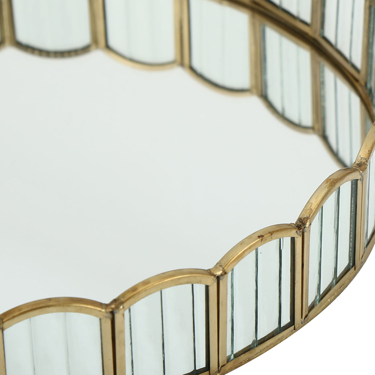 Decorative Iron & Glass Round Tray (Gold)