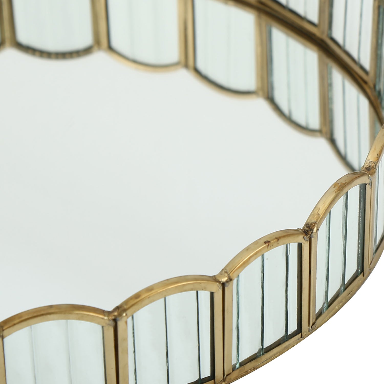 Decorative Iron & Glass Round Tray (Gold)
