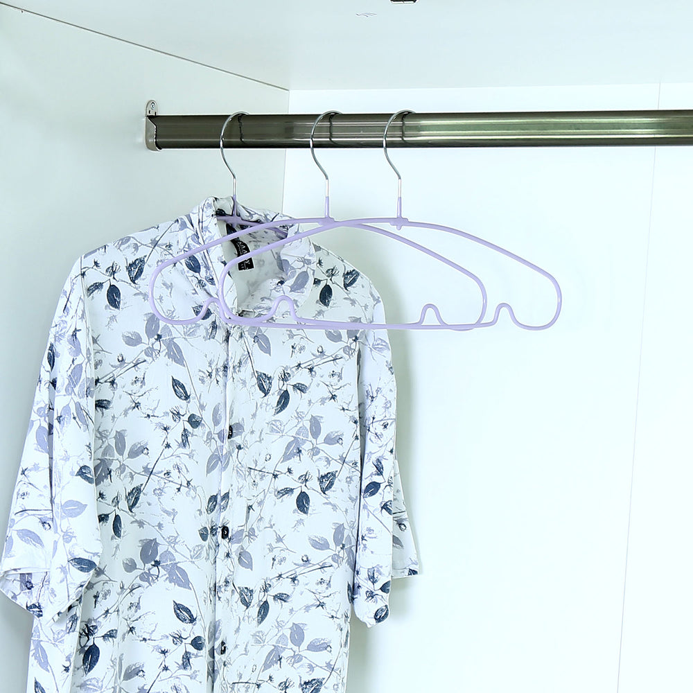 Metal and PVC Cloth Hanger Set of 10- Lavender
