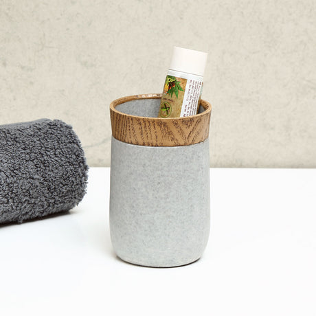 Nilkamal Wooden Finish Polyresin Tumbler 250 Ml Grey