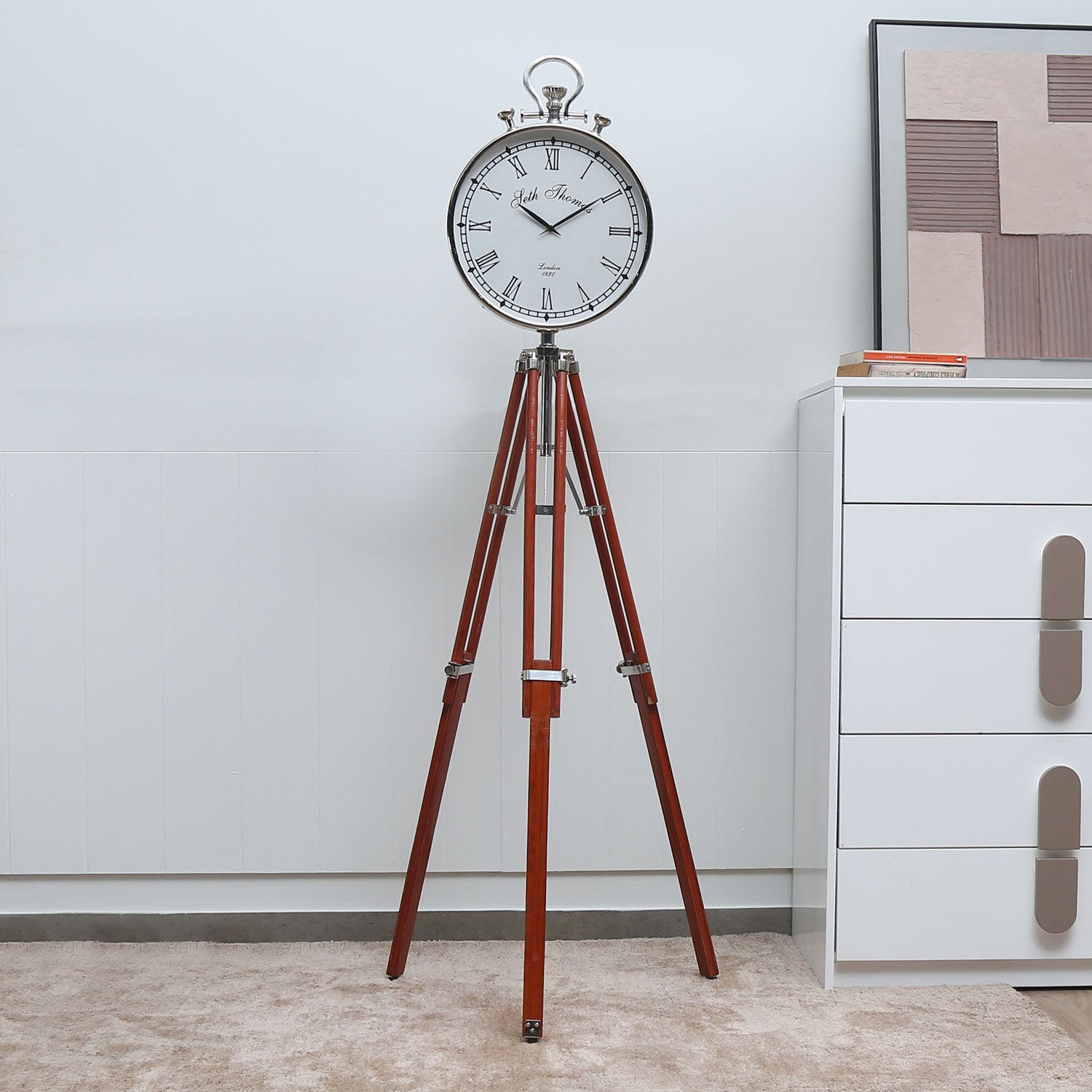 Vintage Style Tripod Stand Floor Clock (Brown)