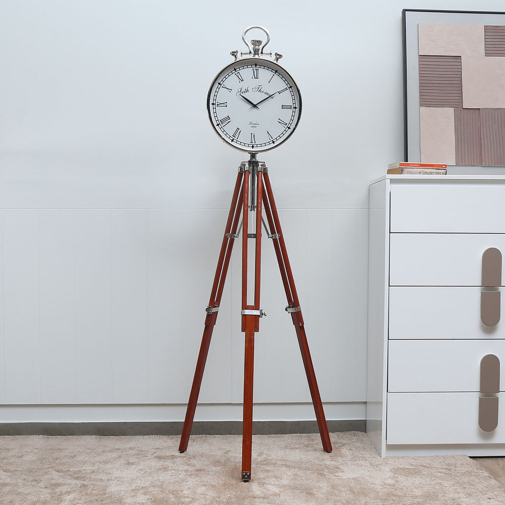 Vintage Style Tripod Stand Floor Clock (Brown)