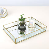 Nilkamal Decorative Iron & Glass Rectangular Tray (Gold)