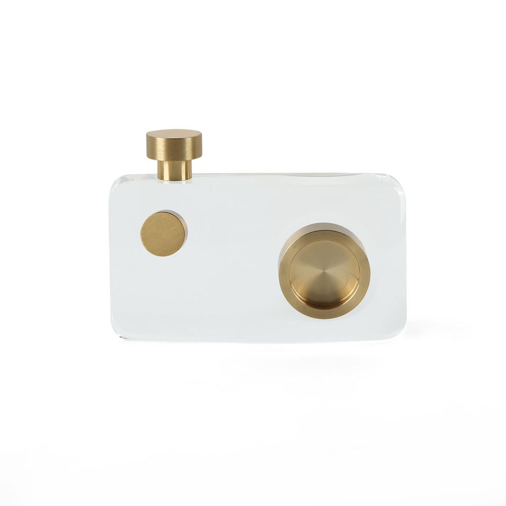 Crystal Camera Large Decorative Showpiece- Gold & Transparent