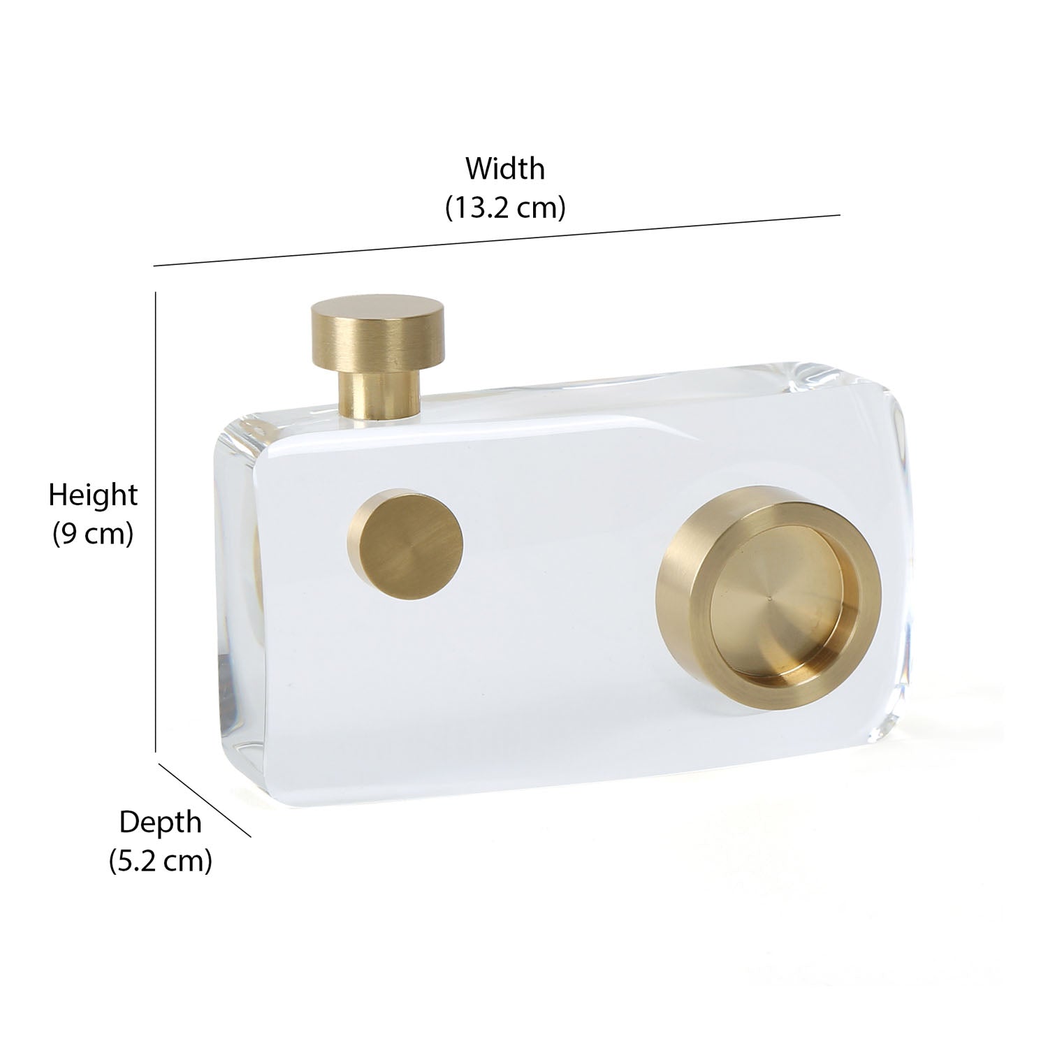 Crystal Camera Small Decorative Showpiece- Gold & Transparent