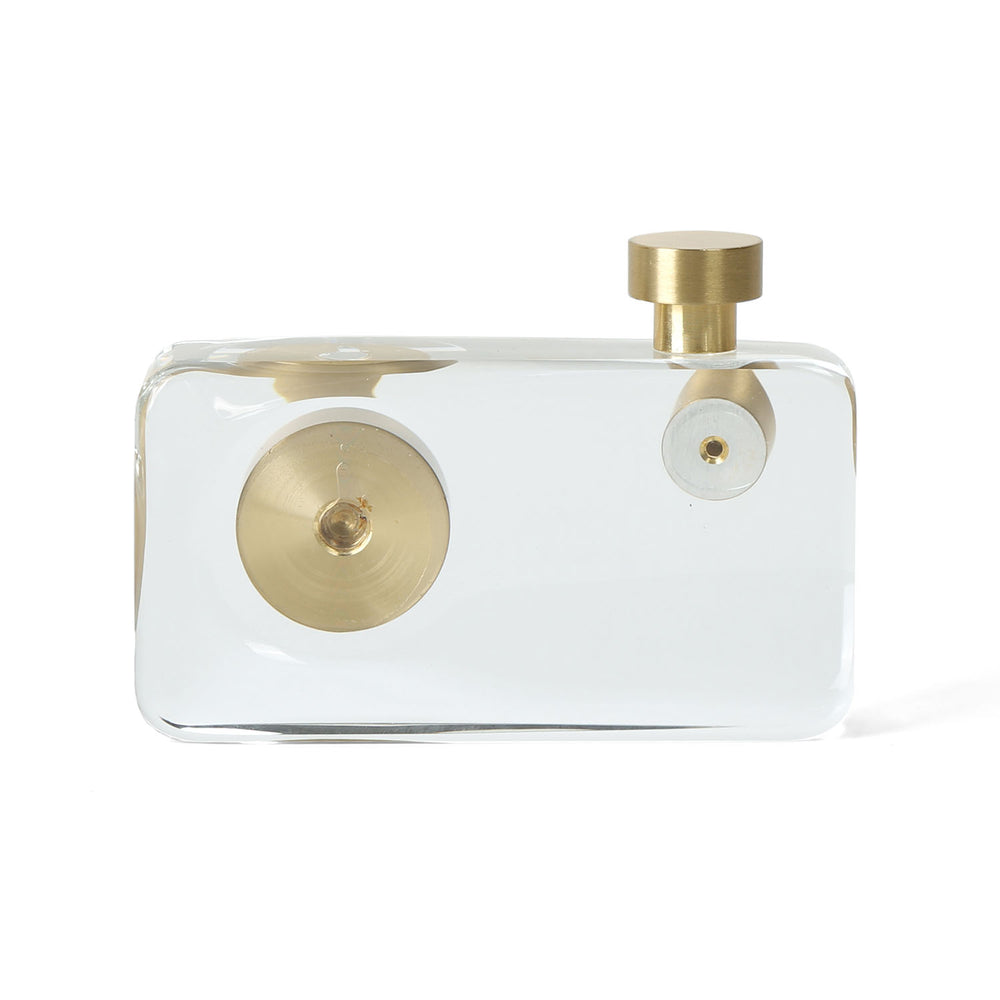 Crystal Camera Large Decorative Showpiece- Gold & Transparent