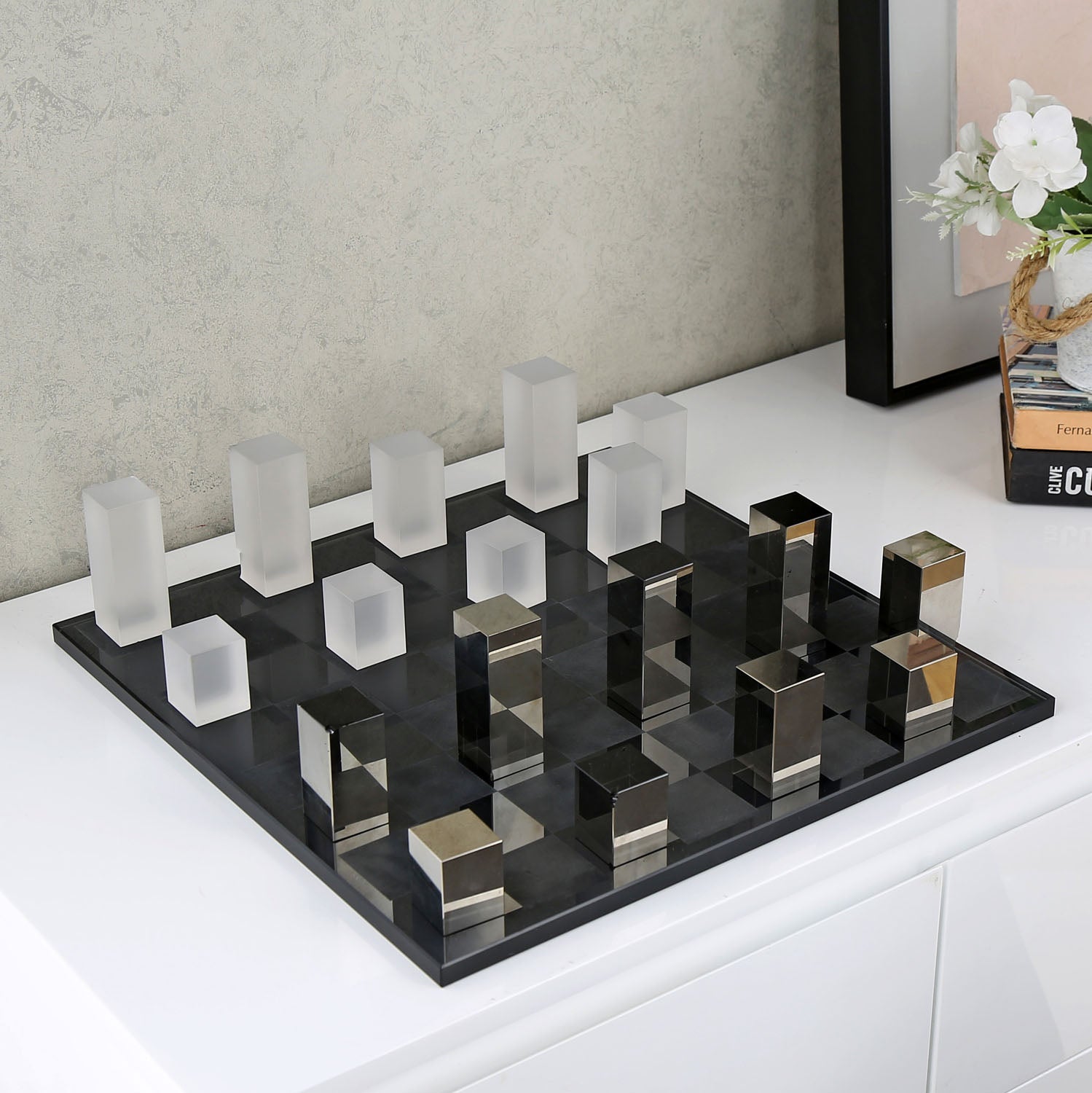 Decorative Crystal Chessboard Showpiece- Black