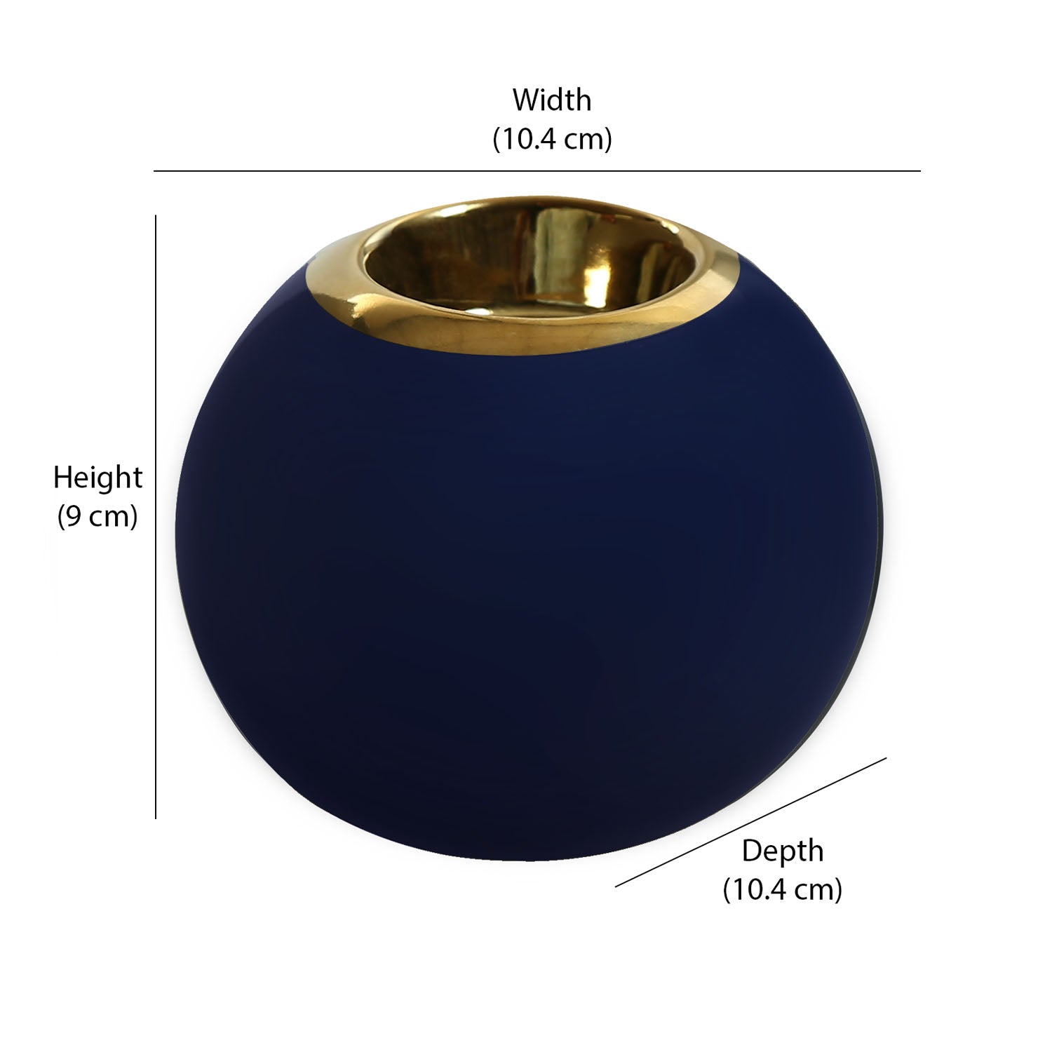 Decorative Round Ceramic Votive (Blue & Gold)