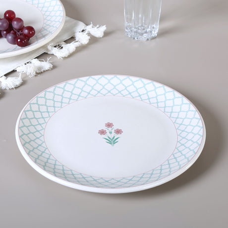 Nilkamal Floral Stoneware Dinner Plate (Green)