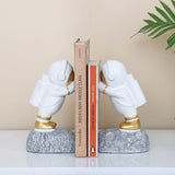 Nilkamal Astronauts Polyresin Bookends Set of 2 (White & Gold)