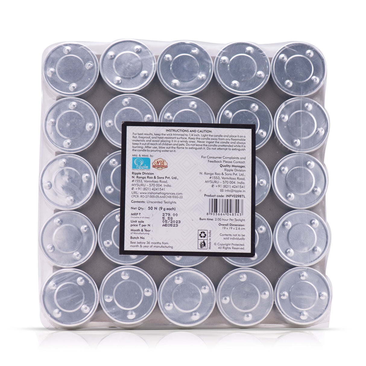 IRIS Unscented Tea Lights Pack of 50- White