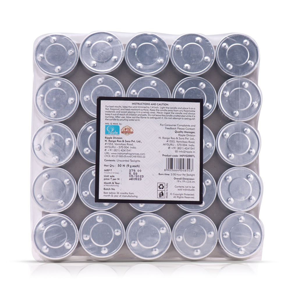 IRIS Unscented Tea Lights Pack of 50- White