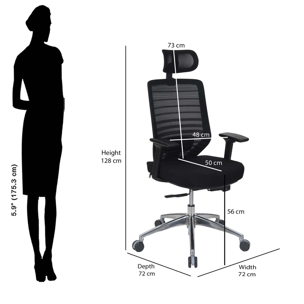Poise Pro High Back Mesh Chair- Black