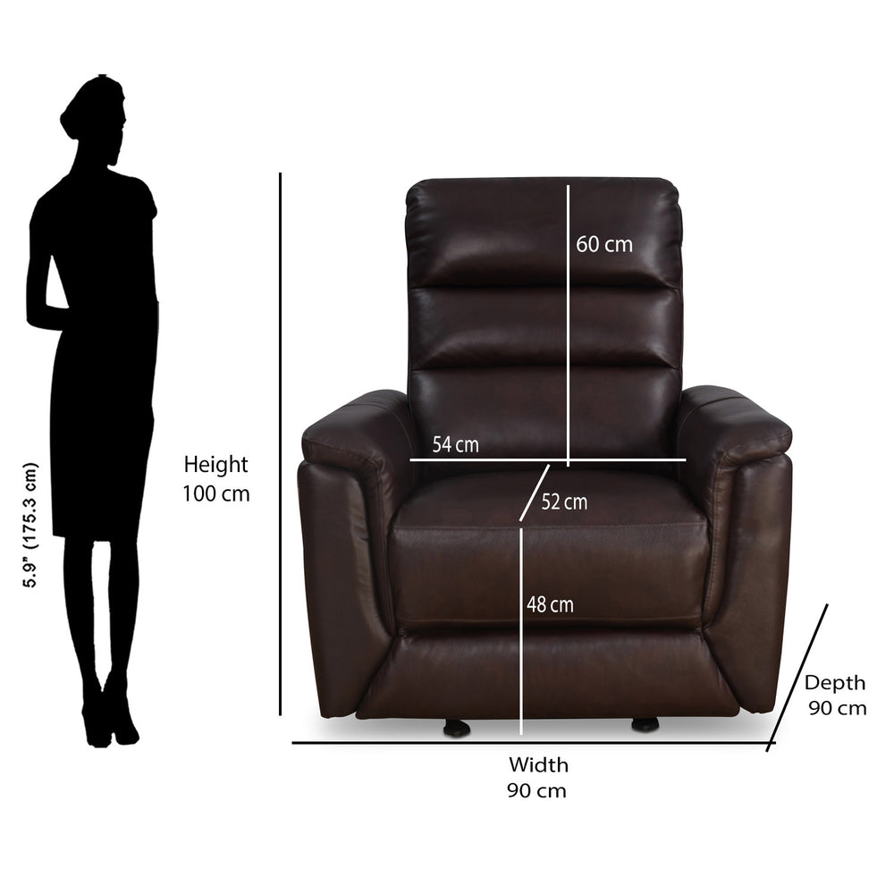 Brandon 1 Seater Manual Rocker Recliner (Dark Brown)