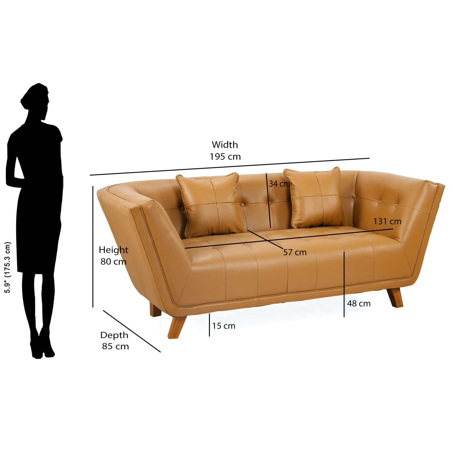 Tuscany 2 Seater Sofa (Mustard)
