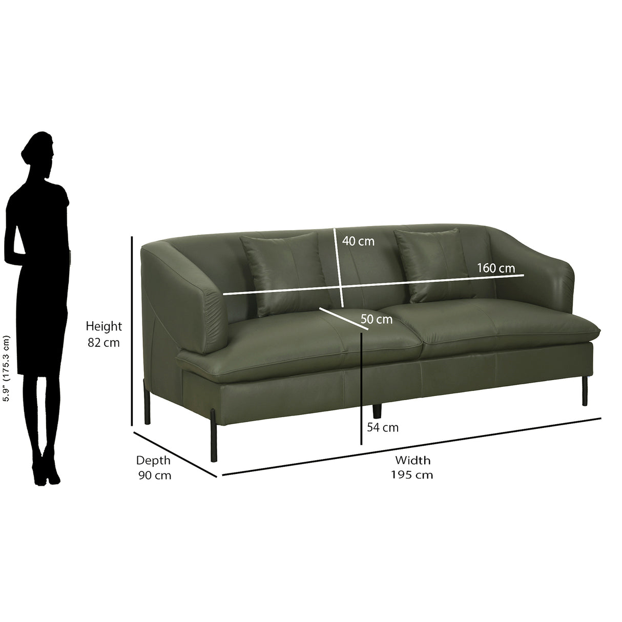 Modena 3 Seater Sofa (Green)