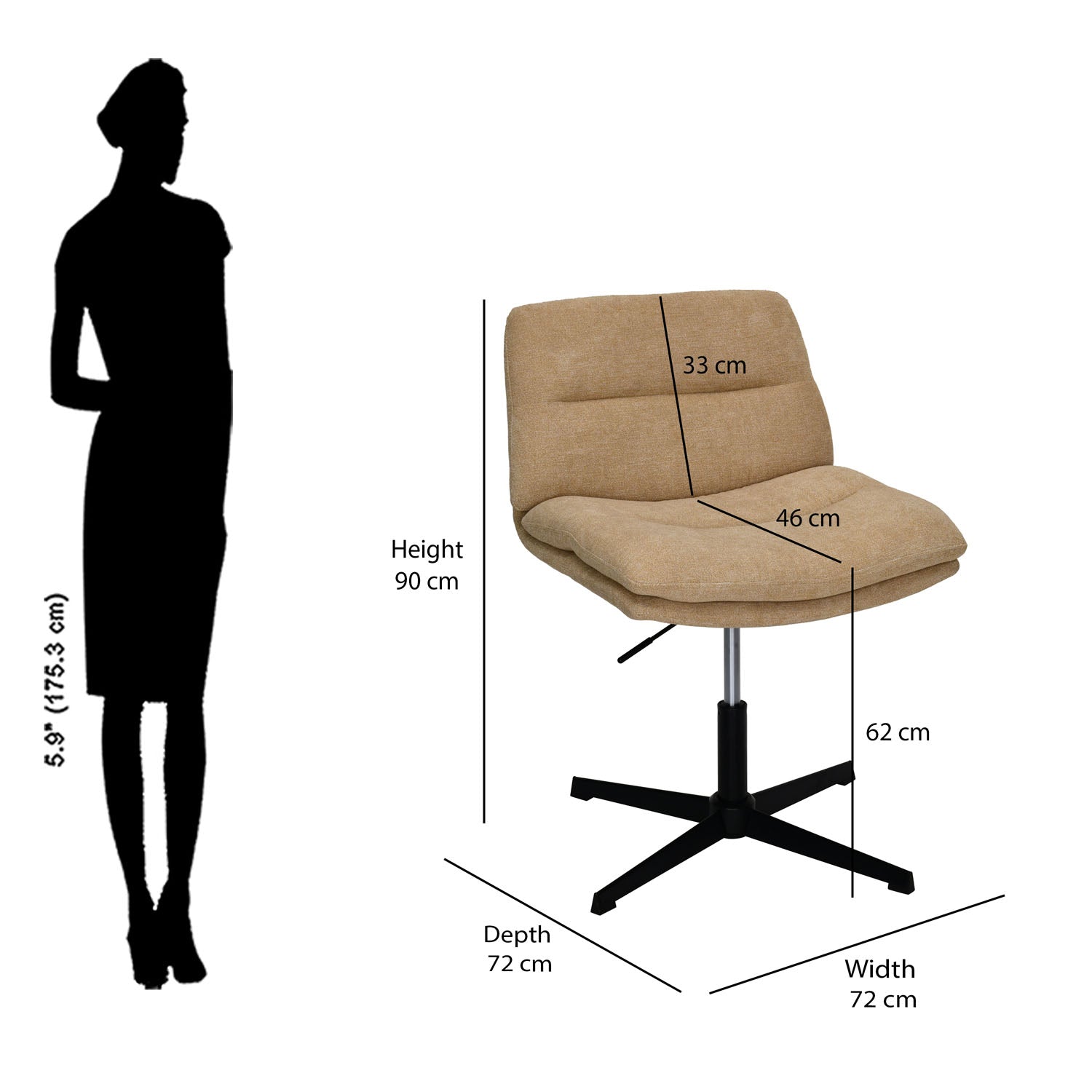 Xander Adjustable Height Swivel Chair (Beige) – Nilkamal Homes