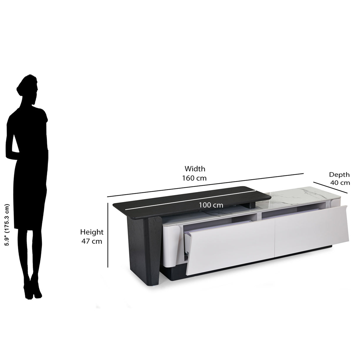 Kairos Low Height Unit (White & Dark Walnut)