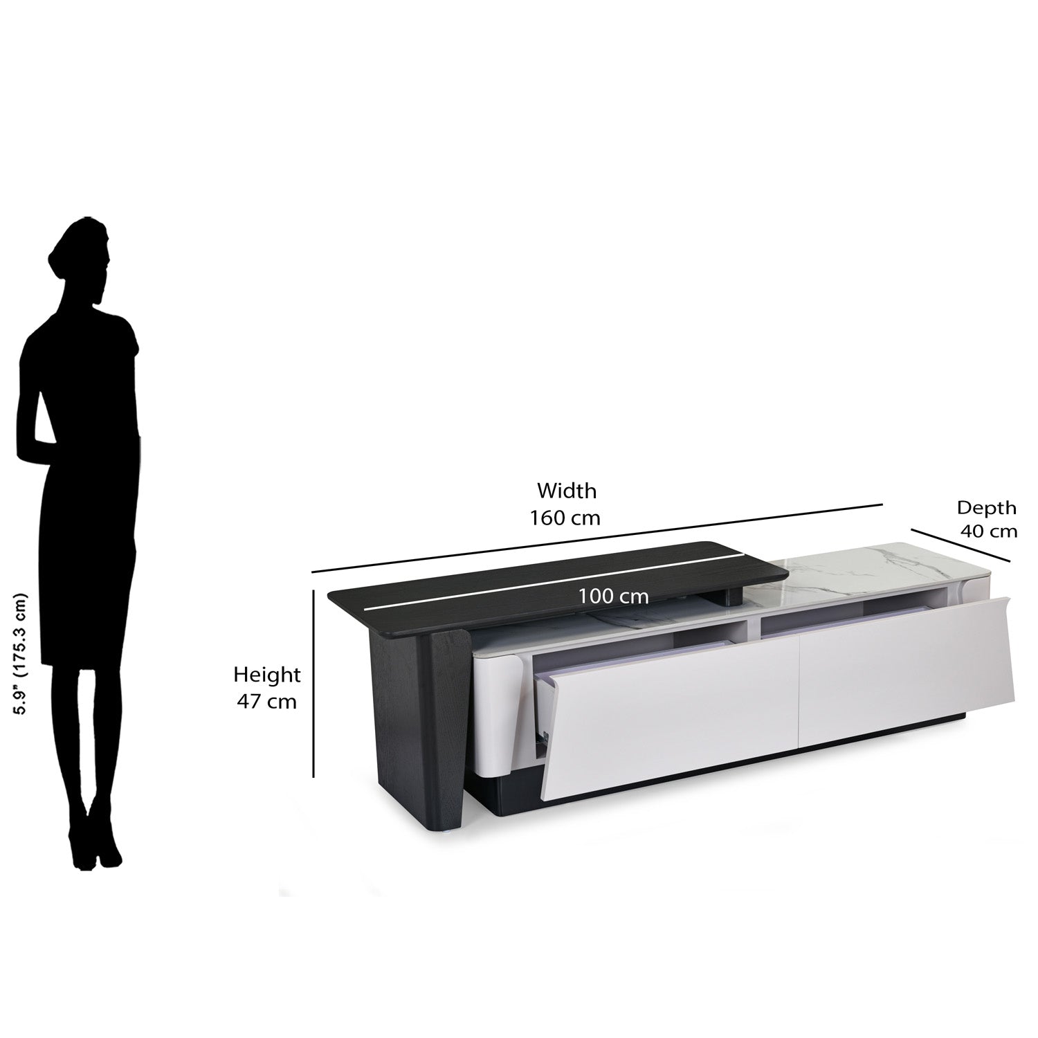 Kairos Low Height Unit (White & Dark Walnut)