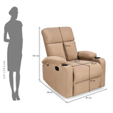 Lazio 1 Seater Manual Recliner with Cup Stand- Sand Brown