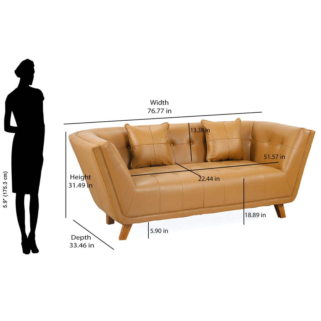 Tuscany 2 Seater Sofa (Mustard)
