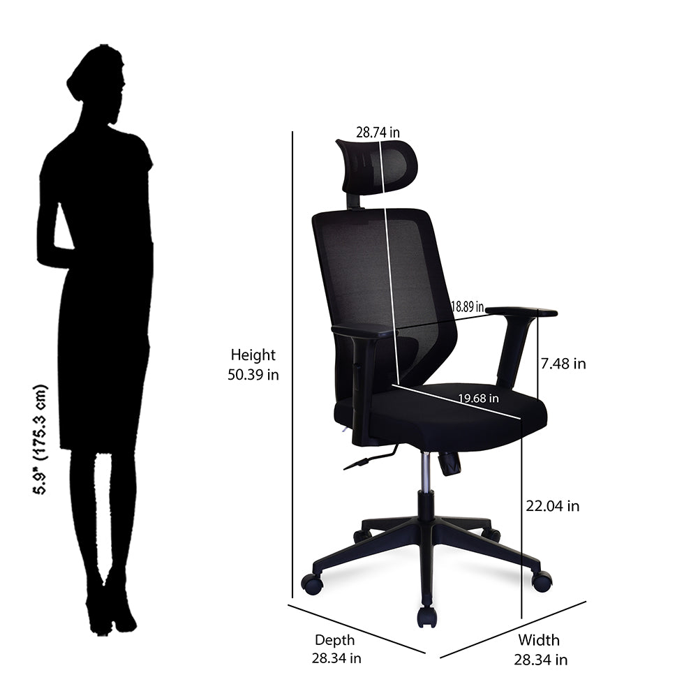 Poise High Back Mesh Chair- Black