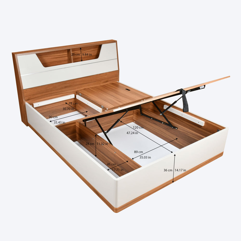 Eternal Wooden King Bed with Hydraulic Storage- Teak