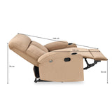 Lazio 1 Seater Manual Recliner with Cup Stand- Sand Brown