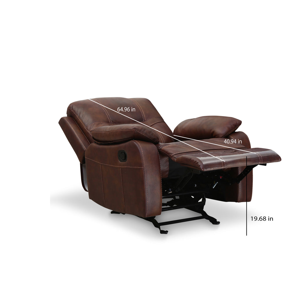 Wilson 1 Seater Sofa with Rocker Recliner- Brown