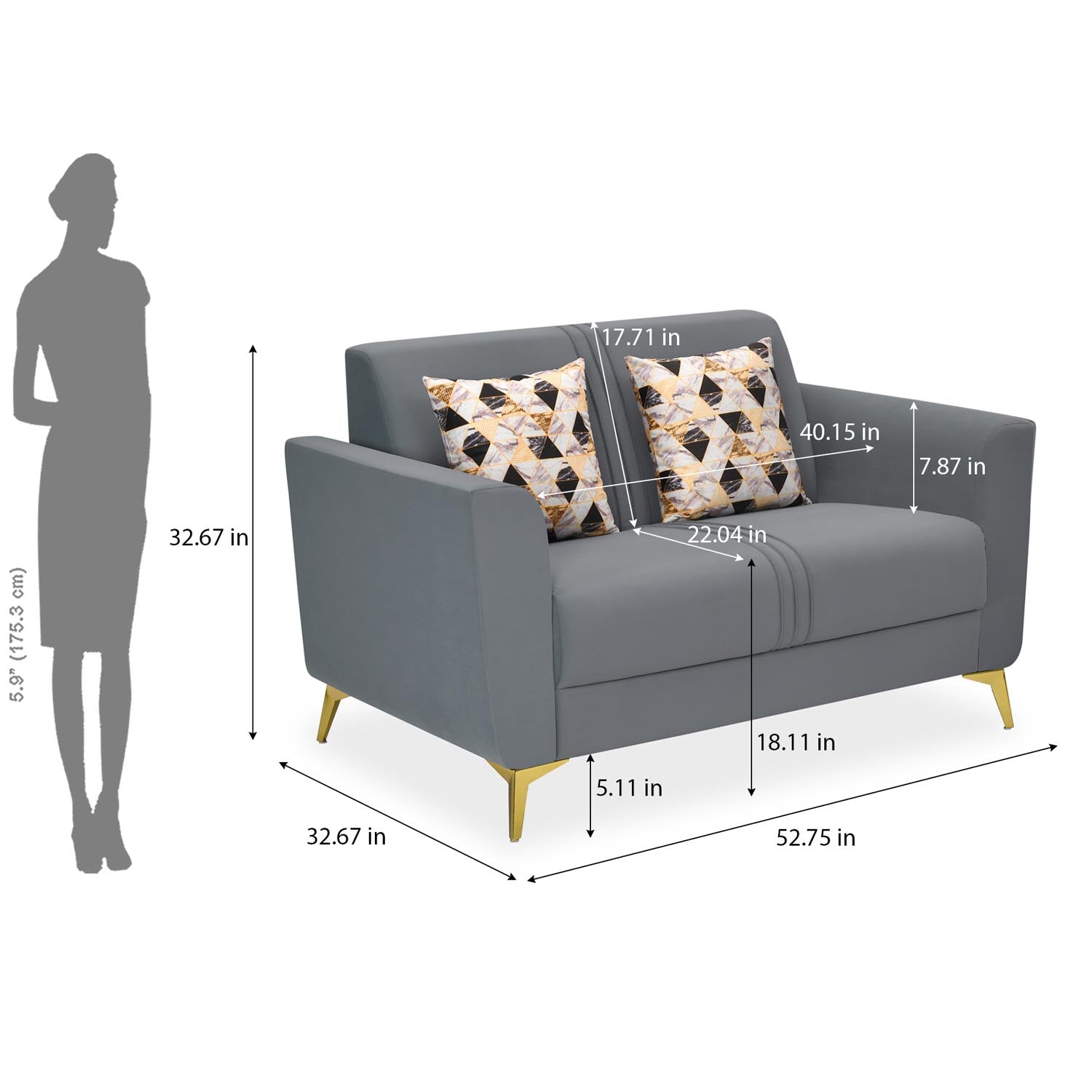 Cooper 2 Seater Fabric Sofa- Metallic Grey