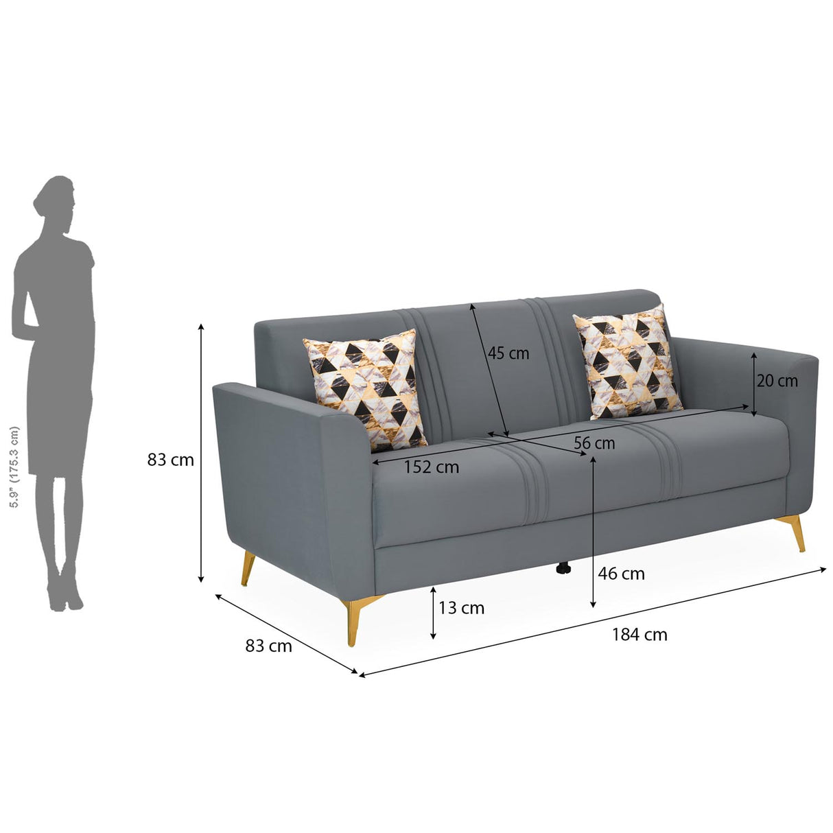 Cooper 3 Seater Fabric Sofa- Metallic Grey