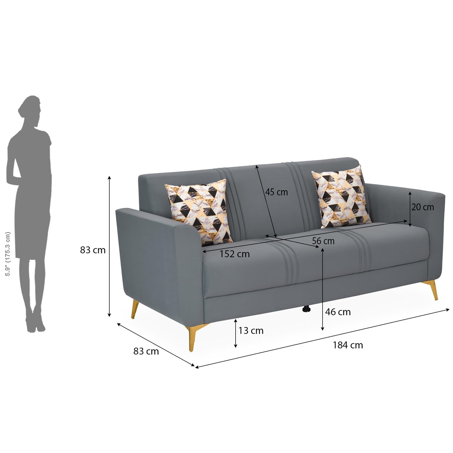 Cooper 3 Seater Fabric Sofa- Metallic Grey