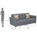 Cooper 3 Seater Fabric Sofa- Metallic Grey