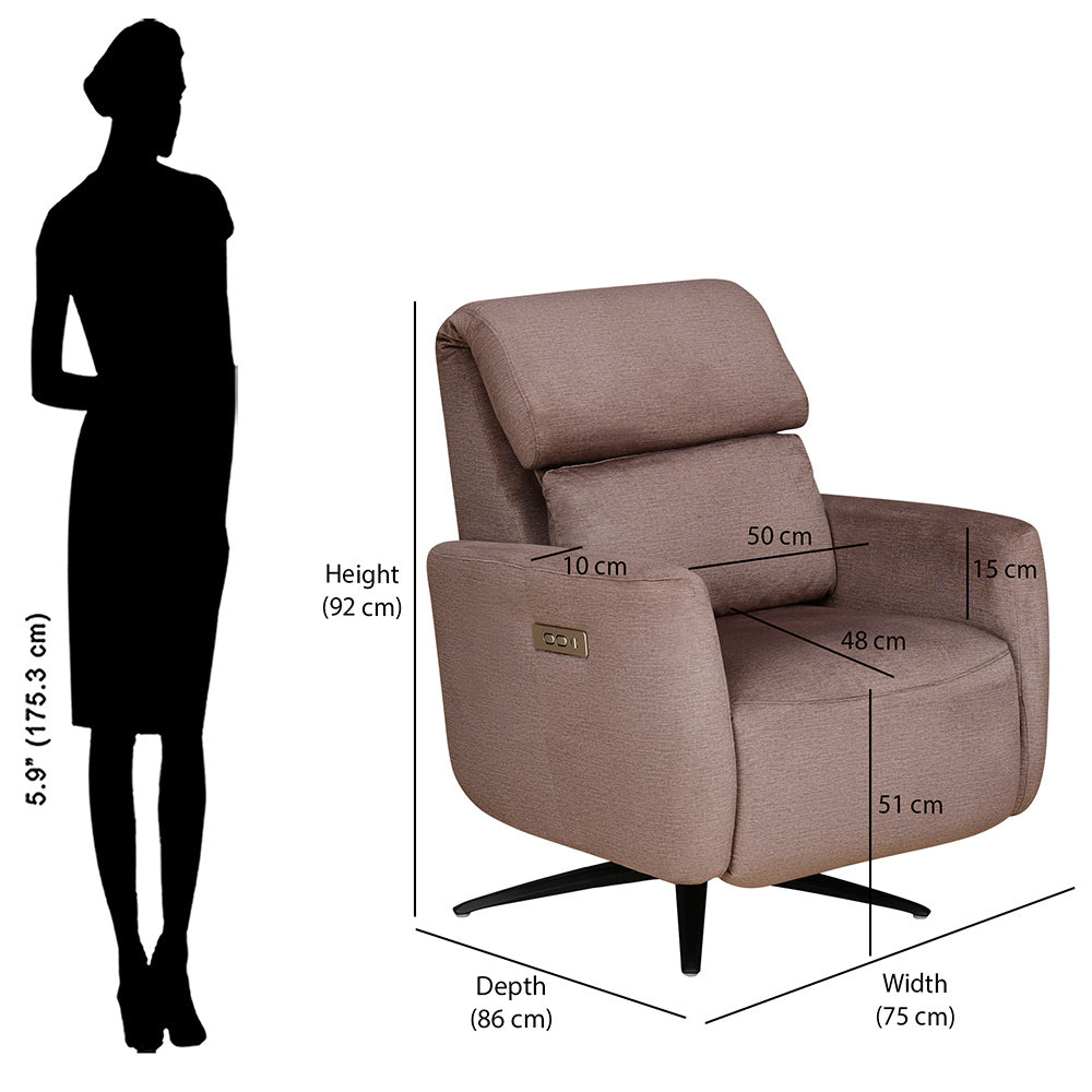 Archie 1 Seater Electric Recliner- Stone