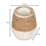 Dual Tone Ceramic Candle Holder- White & Brown, Small