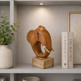 Elephant Head on Base Showpiece- Brown