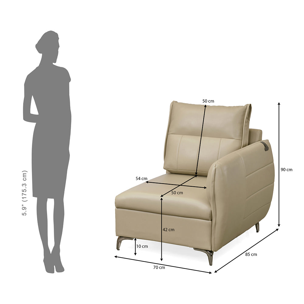 Infinia 1 Seater Leatherette Sofa with Left Arm- Beige