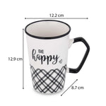 Be Happy Printed 450 ml Ceramic Coffee Mug- Black & White