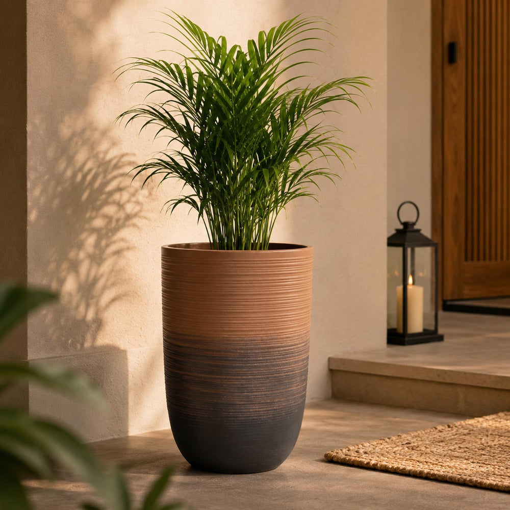 Bullet Shape Ombre Metal Planter- Beige