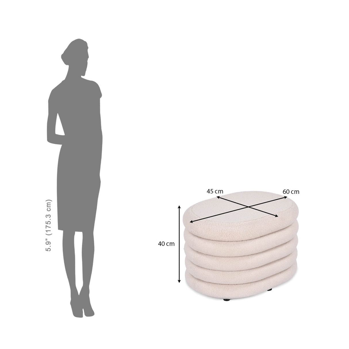 Muffin Ottoman with Storage Small- Beige