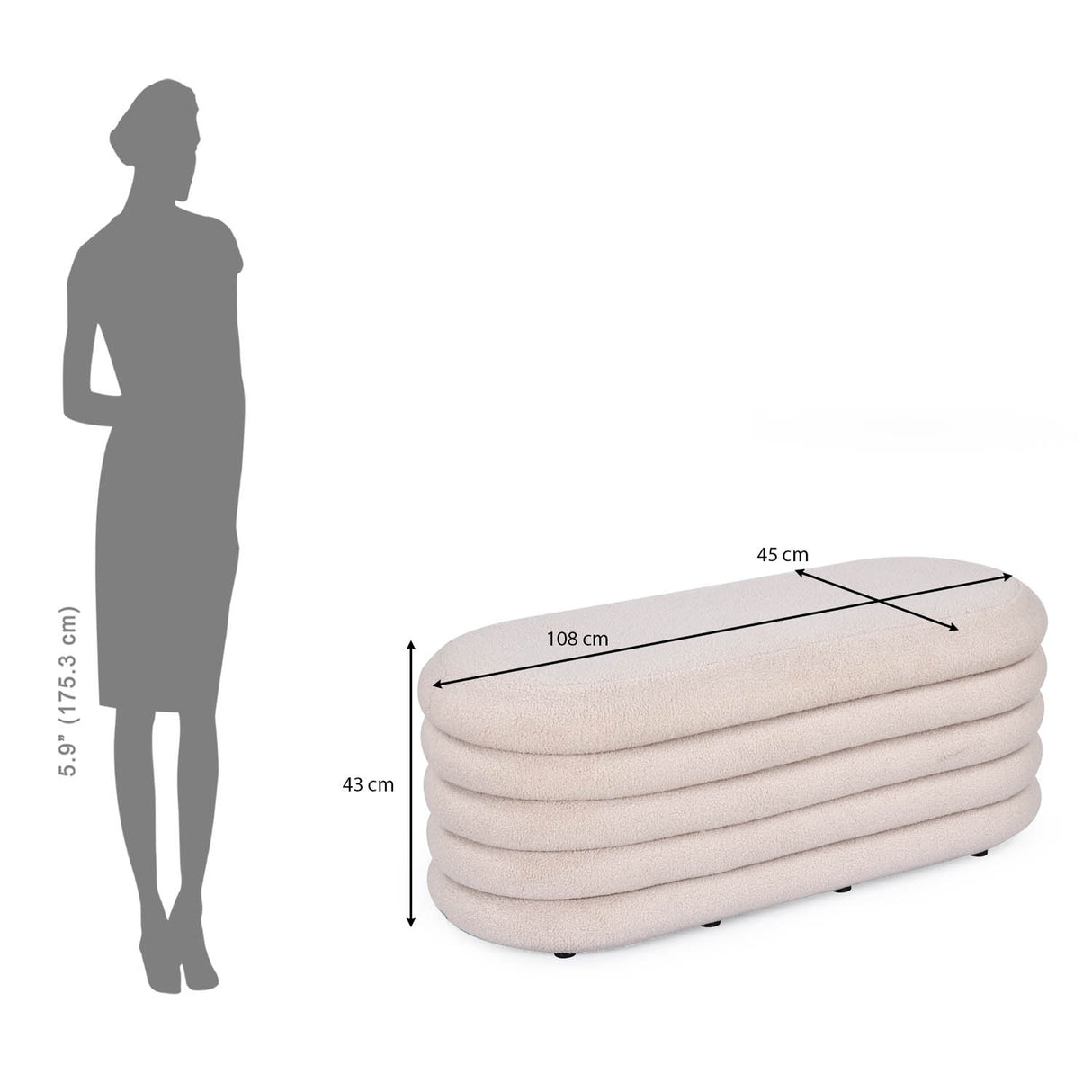 Muffin Ottoman with Storage Big- Beige