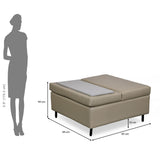 Infnia Leatherette Reversible Ottoman- Beige