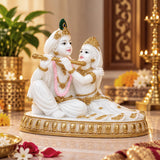 Vandanam Decorative Radha Krishna Showpiece- White & Gold